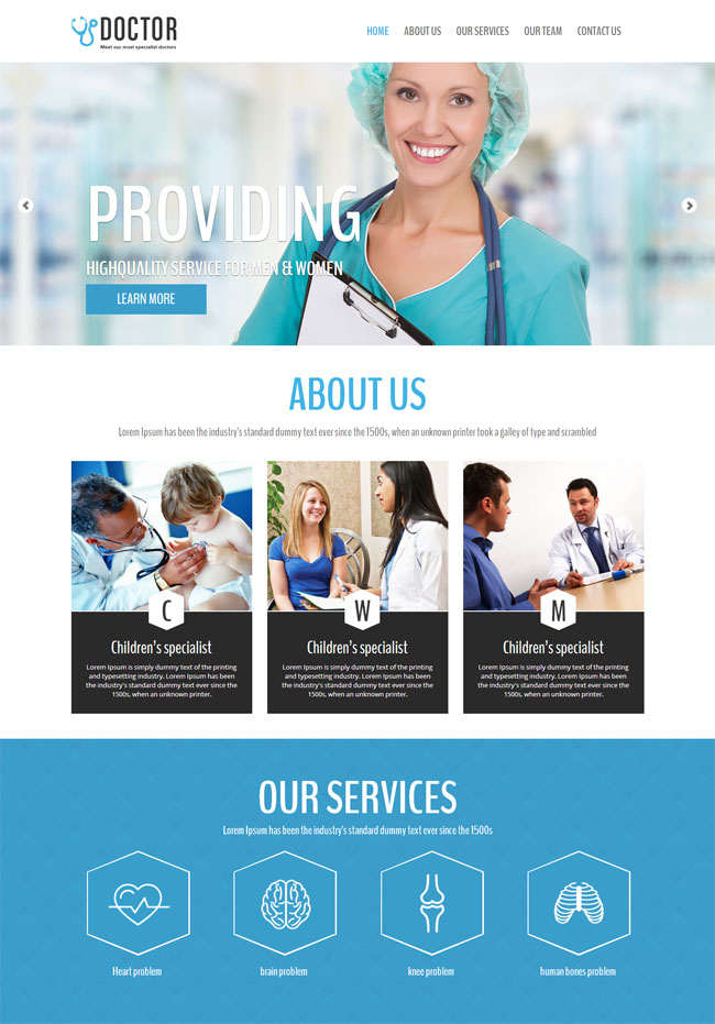 蓝色宽屏国外医疗机构网页模板