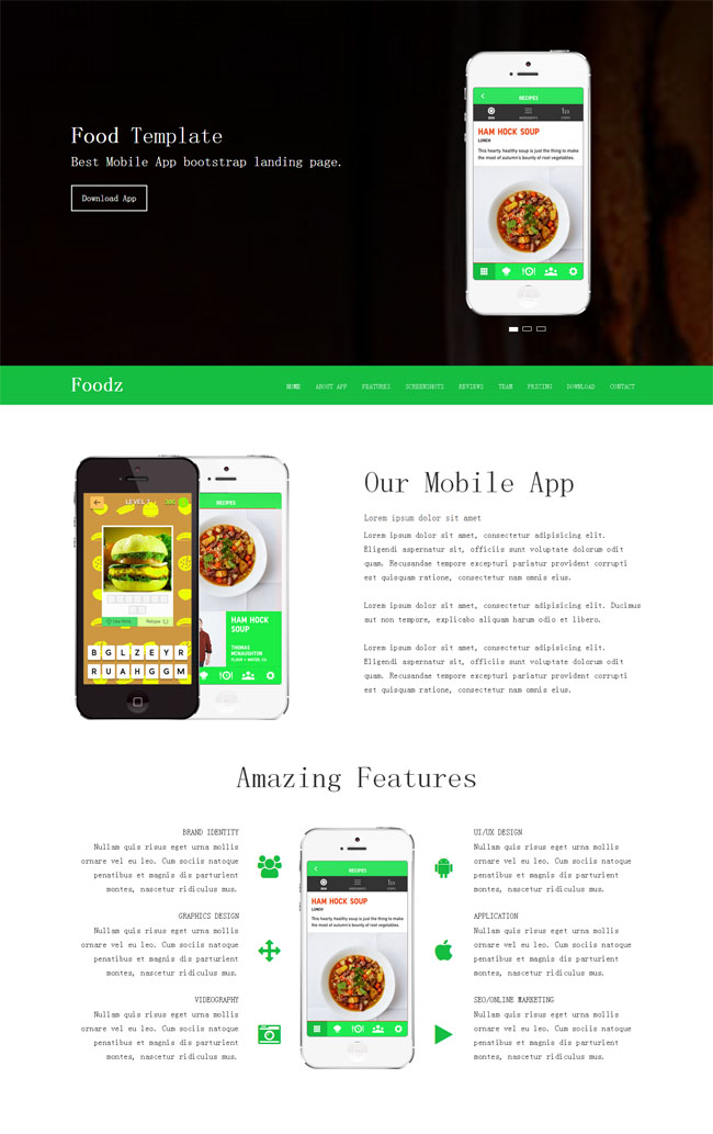 美食app介绍网站模板