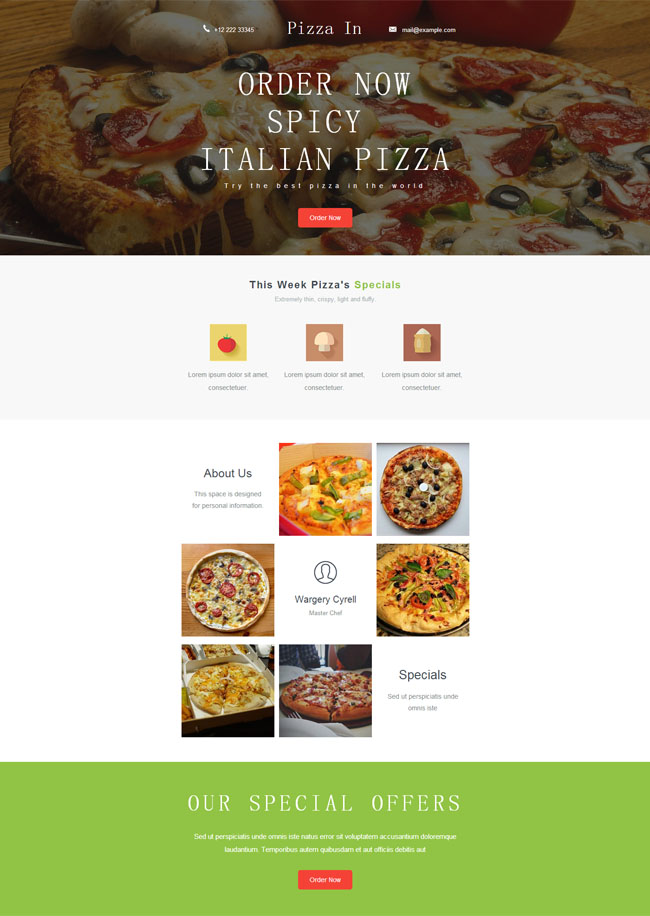 国外餐饮披萨美食网页模板