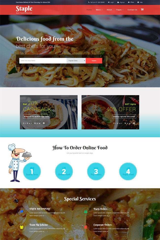 餐饮美食HTML全站模板