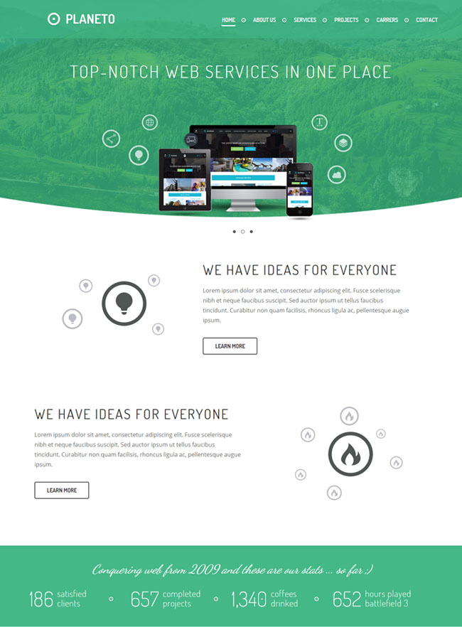 绿色网站设计HTML5模板