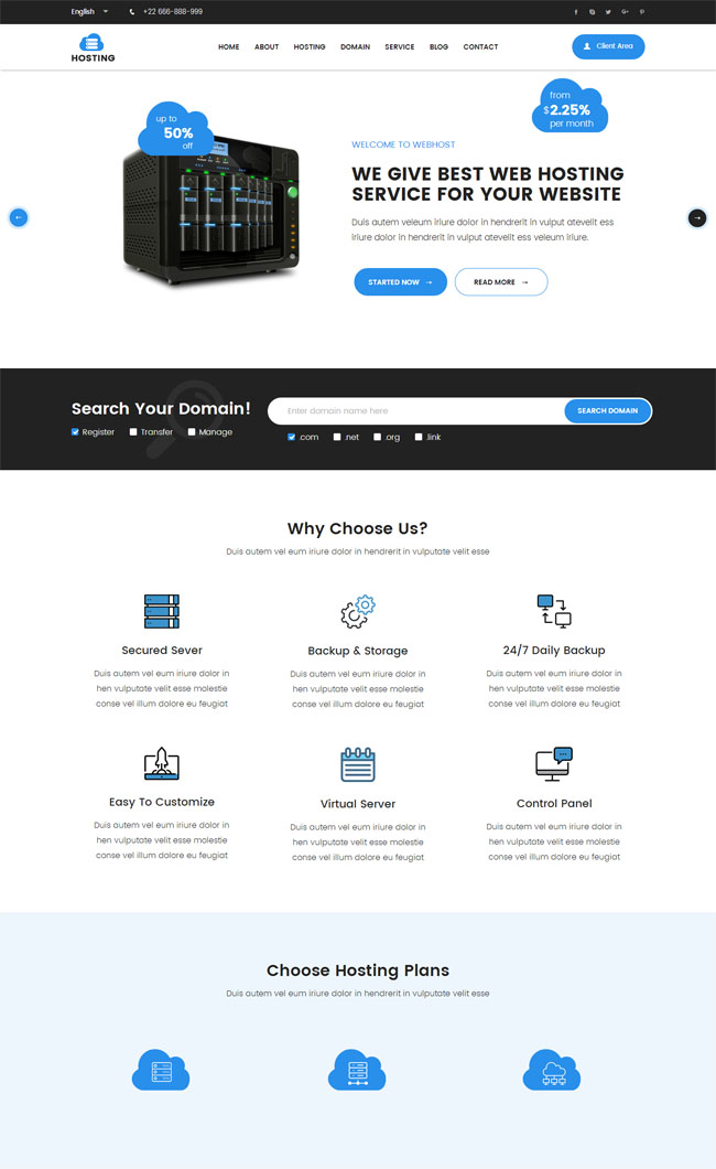 虚拟主机服务商网站模板