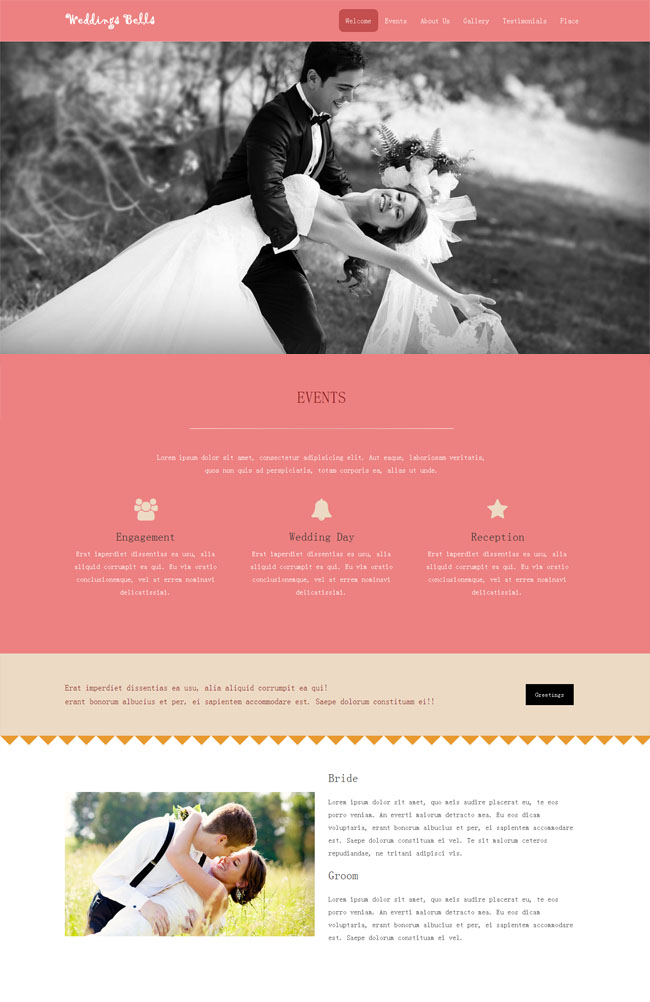 粉红色婚纱摄影网站模板