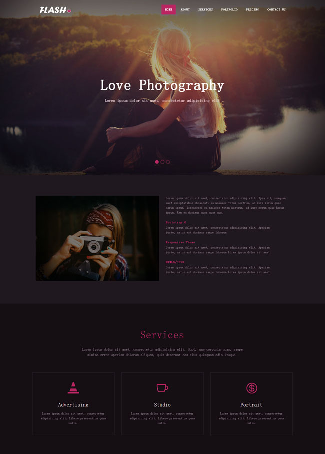 闪光摄影Bootstrap网站模板