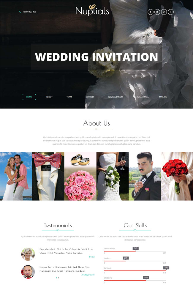 简洁白色婚礼现场网站模板