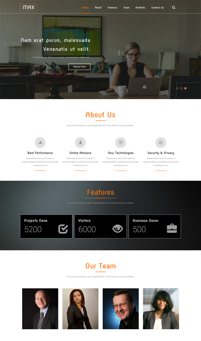 HTML5大气单页商业网站模板