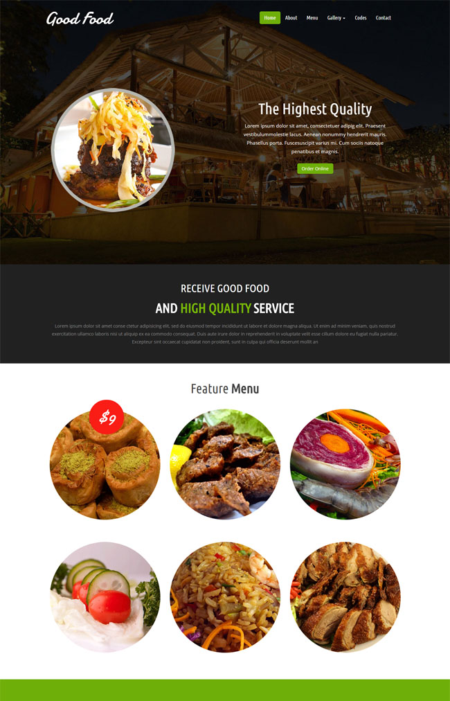 超大气HTML5美食网站模板