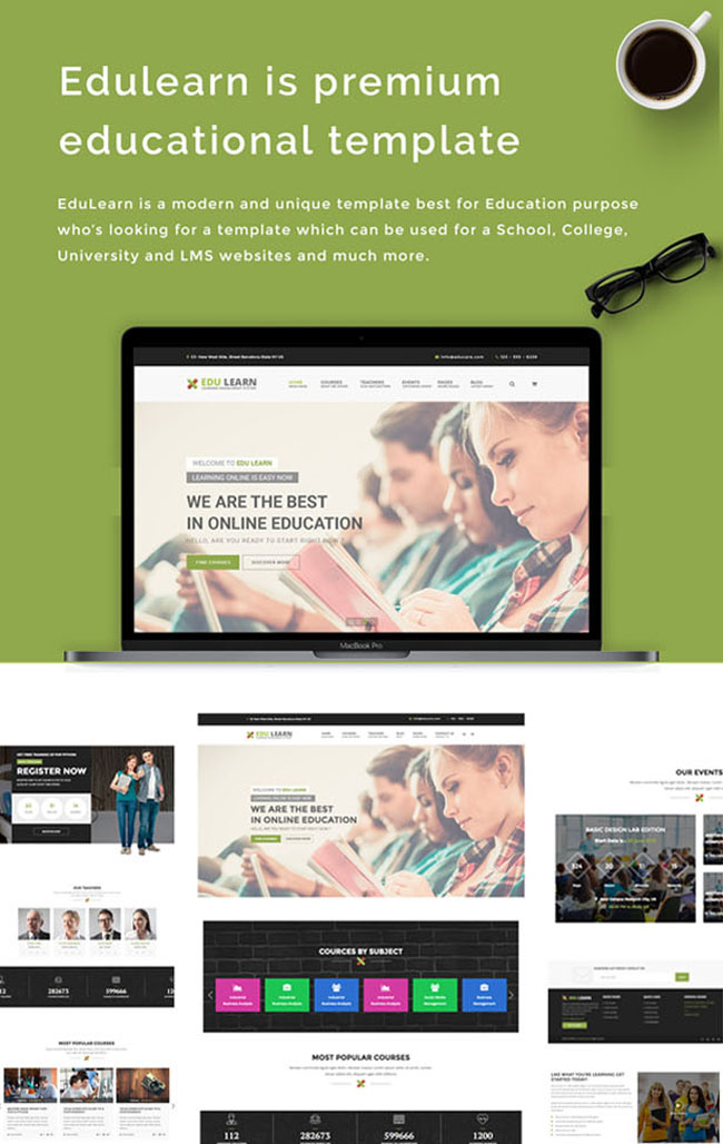 绿色教育学校网站整站模板